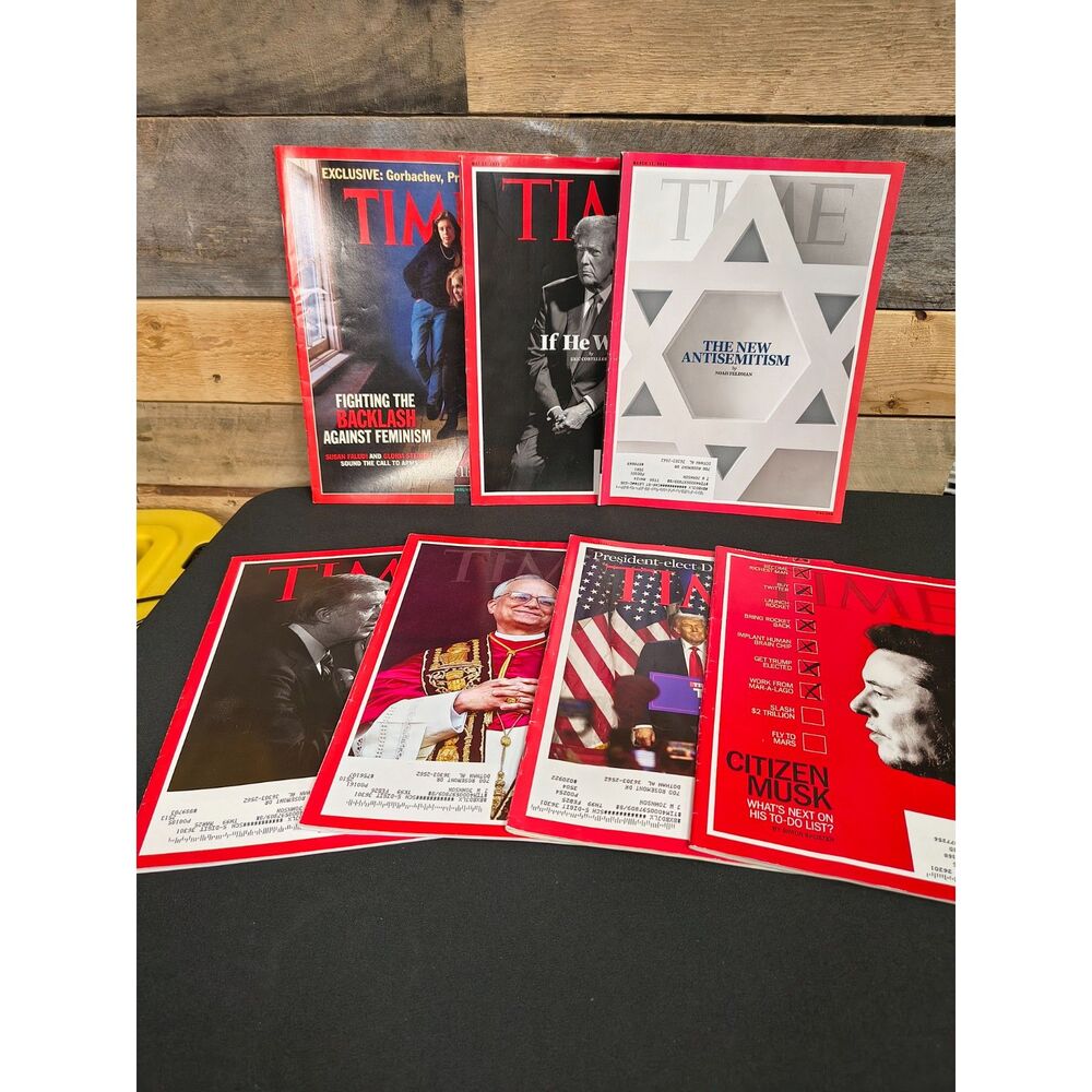 Lot of 7 - TIME Magazine (1992, 2024-2025) (Trump, Musk, Carter, Pope)